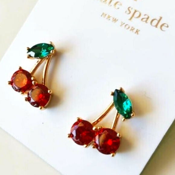 Kate Spade jeweled small CZ Crystals cherry earrings No tags mint